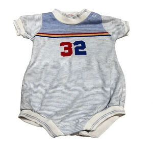 Vintage Health-tex Unisex Baby Romper Blue USA Made